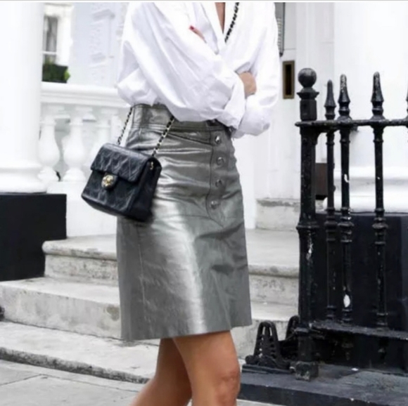 ZARA Genuine Leather High Waisted Skirt - Picture 11 of 16